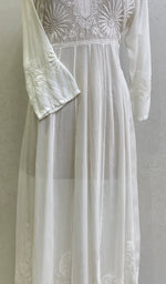 将图像加载到图库查看器中, Sabana Women's Lucknowi Handcrafted Muslin Chikankari Anarkali Dress - HONC0142450