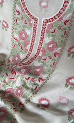 Load image into Gallery viewer, Women's Lakhnavi Handcrafted Pure Organza Chikankari Unstitched Kurta And Dupatta Set- HONC0319583