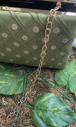 Load image into Gallery viewer, Green Chikankari Embroidered Clutch - HONC02313585