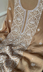 Load image into Gallery viewer, Women's Lakhnavi Handcrafted Maheshwari Mul Chanderi Unstitched Kurta And Dupatta Set - HONC0301252