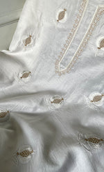 Load image into Gallery viewer, Women's Lakhnavi Handcrafted Chanderi Silk Unstitched Kurta And Dupatta Set - HONC06321967