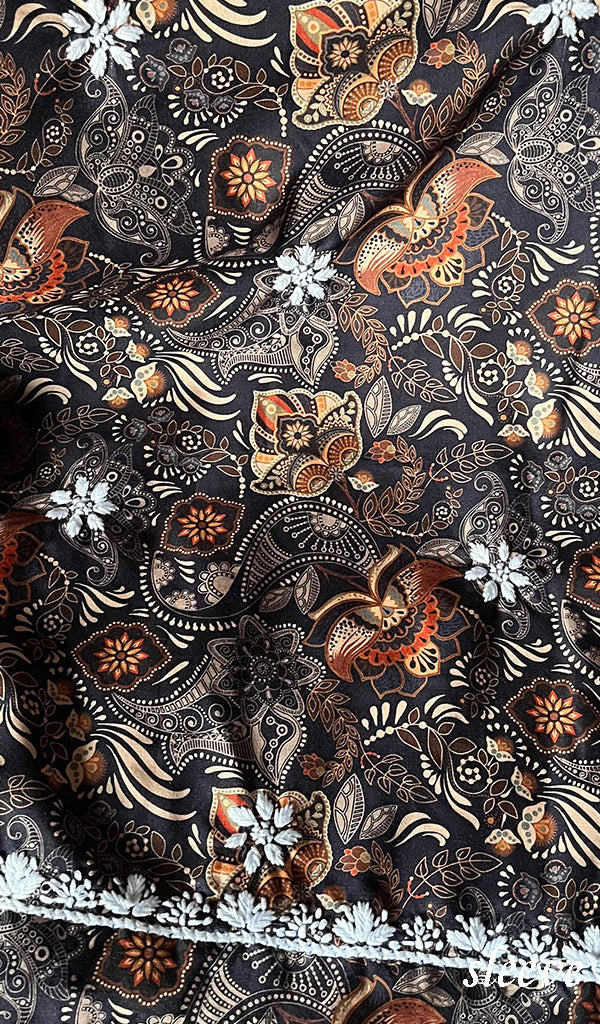 Women's Lakhnavi Handcrafted Cotton Chikankari Unstitched Kurti Fabric - HONC0268840