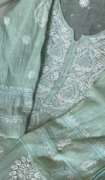 将图像加载到图库查看器中, Women's Lakhnavi Handcrafted Mul Chanderi Semi - Stitched Kurta And Dupatta Set - HONC0282244