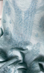 Load image into Gallery viewer, Women's Lakhnavi Handcrafted Mul Chanderi Unstitched Chikankari Full Suit Material - HONC0319534
