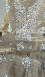 将图像加载到图库查看器中, Women's Lakhnavi Handcrafted Tissue Chanderi Chikankari Kurta Dupatta Set - HONC0271953
