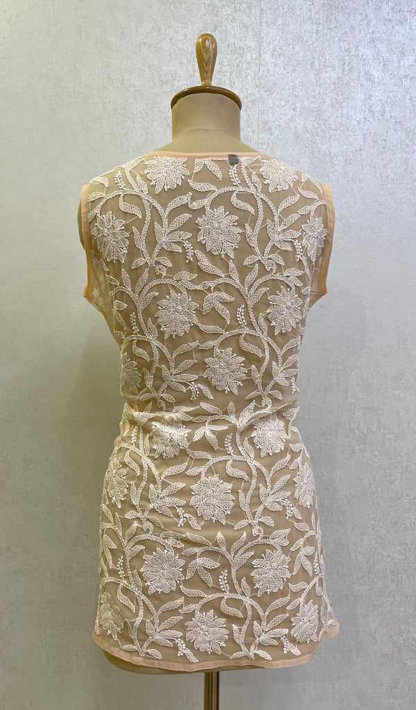 Women's Lucknowi Handcrafted Faux-Georgette Chikankari Top- HONC0140438