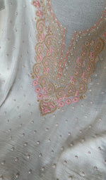 Load image into Gallery viewer, Junoon Women's Lakhnavi Handcrafted Mul Chanderi Unstitched Kurta And Dupatta Set - HONC0279819