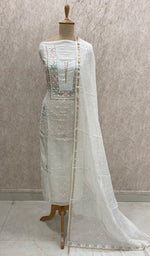 Load image into Gallery viewer, Women's Lakhnavi Handcrafted Mul Chanderi Unstitched Kurta And Dupatta Set - HONC0287740