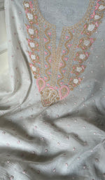 Load image into Gallery viewer, Junoon Women's Lakhnavi Handcrafted Mul Chanderi Unstitched Kurta And Dupatta Set - HONC0279812