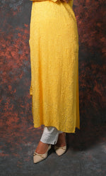 Load image into Gallery viewer, Yusra Women's Lakhnavi Handcrafted Viscose Georgette Chikankari Kurti- HONC0327255