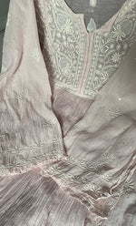 Load image into Gallery viewer, Women's Lakhnavi Handcrafted Mul Chanderi Semi - stitched Kurta And Dupatta Set- HONC0294456
