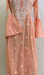Load image into Gallery viewer, Fariah Women's Lucknowi Handcrafted Mul Chanderi Chikankari Kurti - HONC0160044