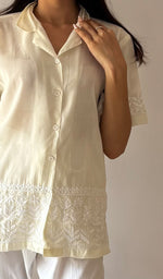 Load image into Gallery viewer, Women's Lakhnavi Handcrafted Cotton Chikankari Top - HONC0354102
