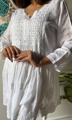 Load image into Gallery viewer, Women's Lakhnavi Handcrafted Modal Cotton Chikankari Top - HONC0198209