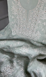 Load image into Gallery viewer, Women's Lakhnavi Handcrafted Maheshwari Mul Chanderi Unstitched Kurta And Dupatta Set- HONC0281943