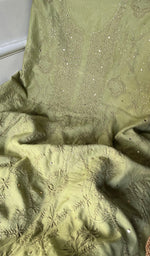 将图像加载到图库查看器中, Women's Lakhnavi Handcrafted Maheshwari Mul Chanderi Unstitched Kurta And Dupatta Set - HONC0268581