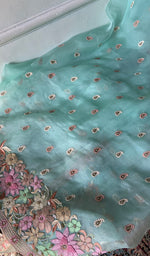 Load image into Gallery viewer, Women's Lakhnavi Handcrafted Pure Organza Chikankari Unstitched Kurta And Dupatta Set- HONC0290506