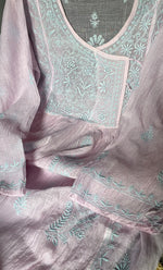 Load image into Gallery viewer, Women's Lakhnavi Handcrafted Mul Chanderi Semi - Stitched Angrakha And Dupatta Set - HONC0310806