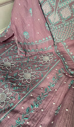 Load image into Gallery viewer, Women's Lakhnavi Handcrafted Mul Chanderi Semi - Stitched Anarkali And Dupatta Set - HONC0376017
