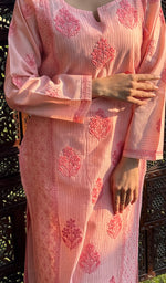 Load image into Gallery viewer, Masooma Women's Lucknowi Handcrafted Chanderi Silk Chikankari Kurti - HONC0257297