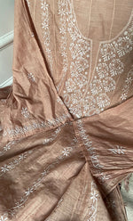 Load image into Gallery viewer, Women's Lakhnavi Handcrafted Chanderi Silk Semi - Stitched Anarkali And Dupatta Set - HONC0273163