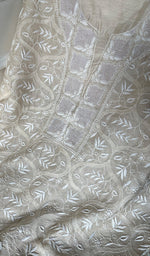 Load image into Gallery viewer, Women's Lakhnavi Handcrafted Munga Silk Chikankari Kurta And Dupatta Set- HONC0259741