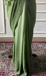 Load image into Gallery viewer, Women's Lakhnavi Handcrafted Viscose Georgette Chikankari Saree - HONC0318166