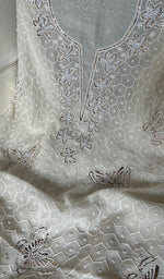 Load image into Gallery viewer, Haaniya Women's Lakhnavi Handcrafted Mul Chanderi Unstitched Kurta And Dupatta Set - HONC0283626