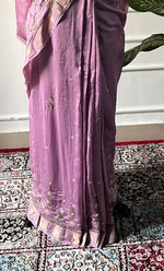 将图像加载到图库查看器中, Women's Lakhnavi Handcrafted Mul Chanderi Chikankari Saree - HONC0312055