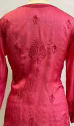 Load image into Gallery viewer, Women's Lakhnavi Handcrafted Silk Chikankari Top - HONC0176253