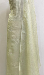 Load image into Gallery viewer, Rose Women's Lakhnavi Handcrafted Pure Organza Chikankari Unstitched Kurta And Dupatta Set- HONC0168389