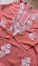 Load image into Gallery viewer, Women's Lucknowi Handcrafted Cotton Chikankari Kurti - HONC0301032