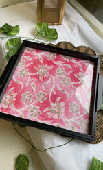 Load image into Gallery viewer, Chikankari Tray with Four Coasters - HONCO295534