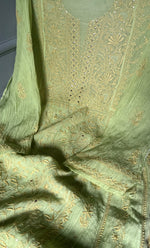 将图像加载到图库查看器中, Women's Lakhnavi Handcrafted Mul Chanderi Semi - Stitched Anarkali And Dupatta Set - HONC0280984