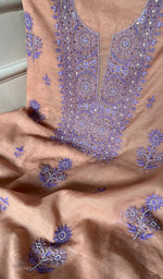 Load image into Gallery viewer, Women's Lakhnavi Handcrafted Mul Chanderi Chikankari Full Suit Material - HONC0287062