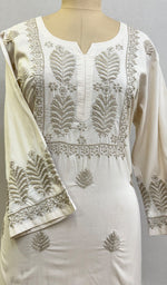 Load image into Gallery viewer, Women's Lucknowi Handcrafted Modal Cotton Chikankari Kurti - HONC0232121