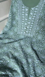 Load image into Gallery viewer, Women's Lakhnavi Handcrafted Pure Silk Georgette Chikankari Suit Material - HONC0260019