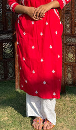 将图像加载到图库查看器中, Women's Lakhnavi Handcrafted Cotton Chikankari Kurti - HONC0268624