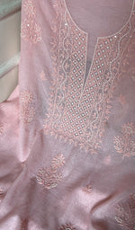 Load image into Gallery viewer, Women's Lakhnavi Handcrafted Mul Chanderi Chikankari Full Suit Material - HONC0271171