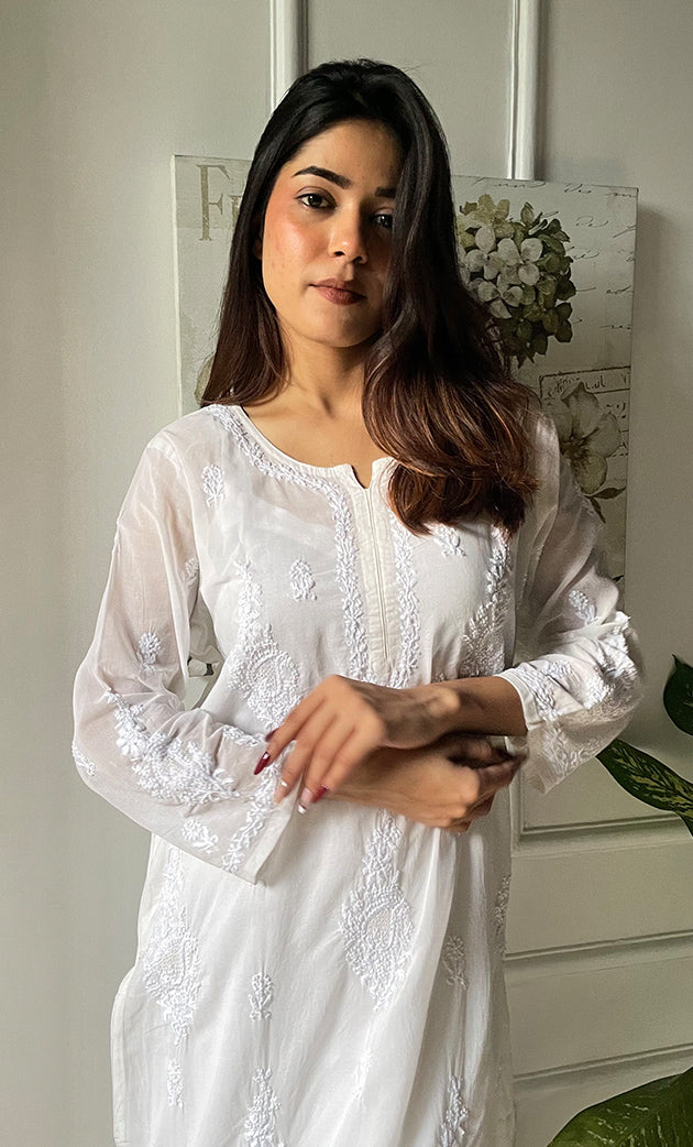 Women's Lucknowi Handcrafted Cotton Chikankari Kurti - HONC0303585