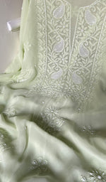 Load image into Gallery viewer, Women's Lakhnavi Handcrafted Viscose Georgette Chikankari Full Suit Material - HONC0267760