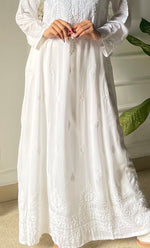Load image into Gallery viewer, Women's Lucknowi Handcrafted Modal Cotton Chikankari Anarkali Dress - HONC0303892