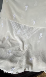 Load image into Gallery viewer, Saima Women's Lakhnavi Handcrafted Pure Silk Georgette Chikankari Kurti Fabric - NC038321