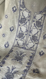 将图像加载到图库查看器中, Tasbiya Women's Lakhnavi Handcrafted Mul Chanderi Unstitched Kurta And Dupatta Set - HONC0282546