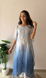 Load image into Gallery viewer, Pragya Women's Lucknowi Handcrafted Mul chanderi Chikankari Kaftan - HONC0379011