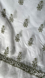 将图像加载到图库查看器中, Women's Lakhnavi Handcrafted Cotton Chikankari Unstitched Kurti Fabric - HONC0284345