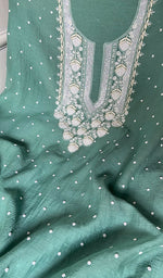 Load image into Gallery viewer, Jazba Women's Lakhnavi Handcrafted Mul Chanderi Unstitched Kurta And Dupatta Set - HONC0353911