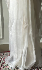 Load image into Gallery viewer, Women's Lucknowi Handcrafted Pure Organza Silk Chikankari Saree - HONC0321035