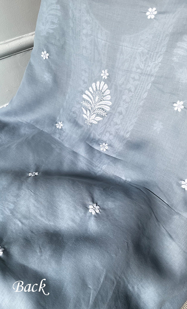 Women's Lakhnavi Handcrafted Cotton Chikankari Unstitched Kurti Fabric - HONC0318762