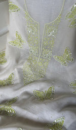 Load image into Gallery viewer, Titlee Women's Lakhnavi Handcrafted Mul Chanderi Unstitched Kurta And Dupatta Set - HONC0284777